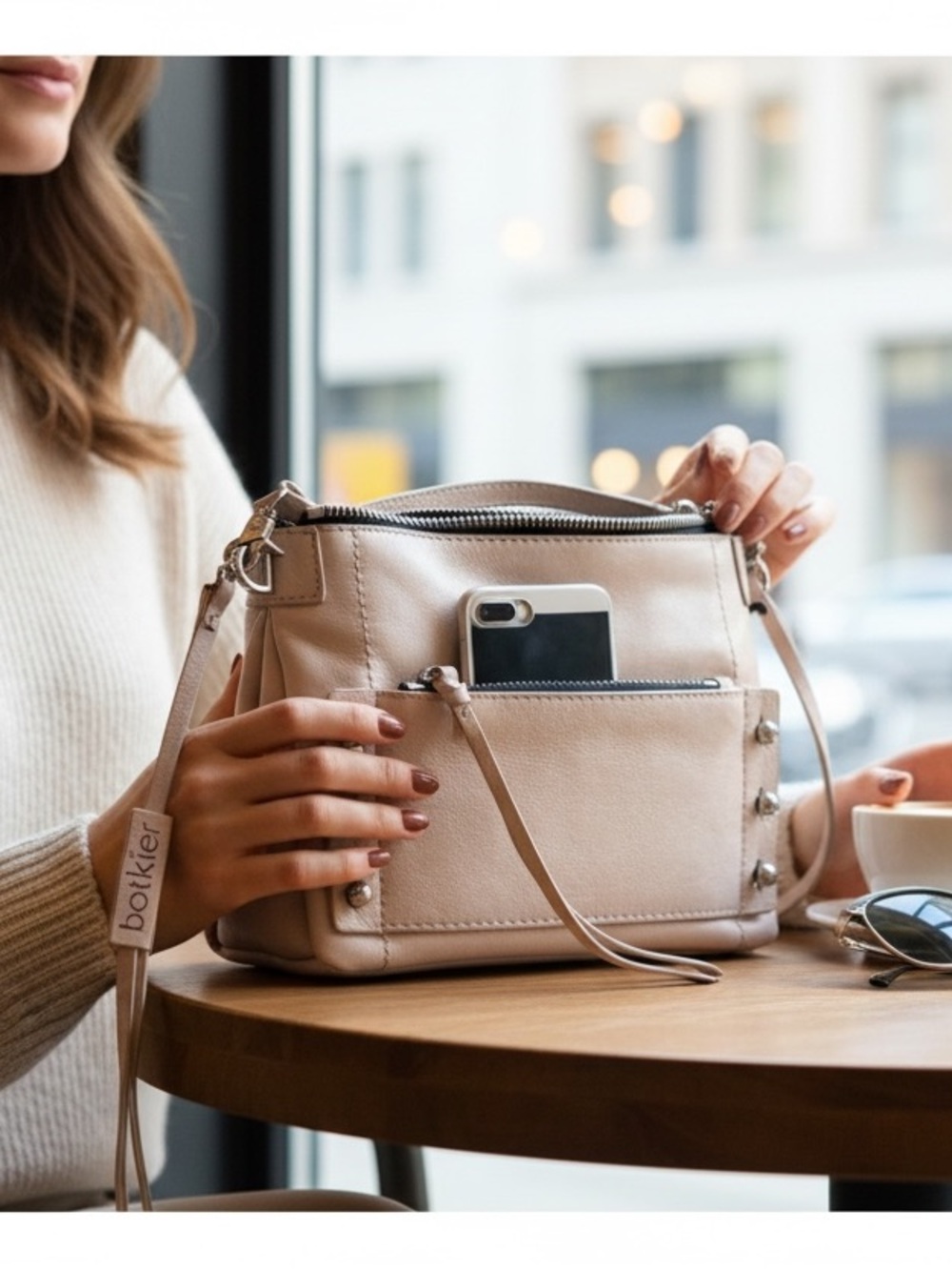 NWT Botkier Warren Crossbody with Stud Accents in Latte
